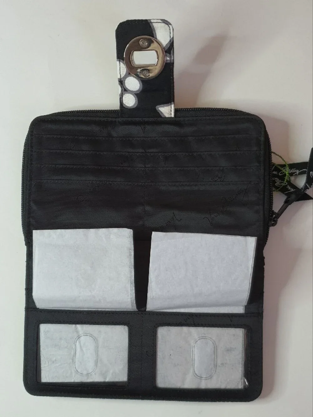 Vera Bradley Black & White Quilted Zip Wallet with Turn-Lock